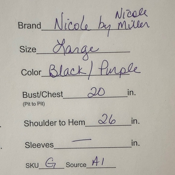 Nicole by Nicole Miller Black Purple Abstract Sleeveless Blouse L - Picture 9 of 9